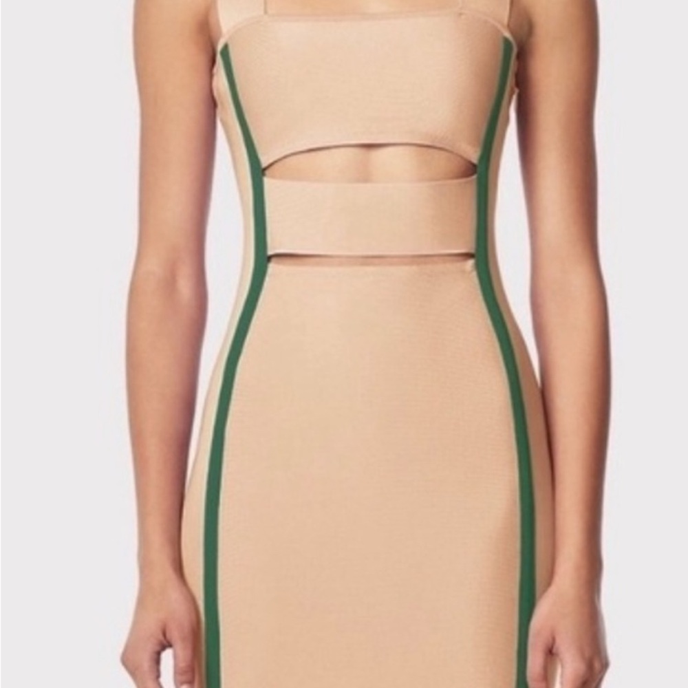 Herve Leger Tan and Green Dress NEVER WORN